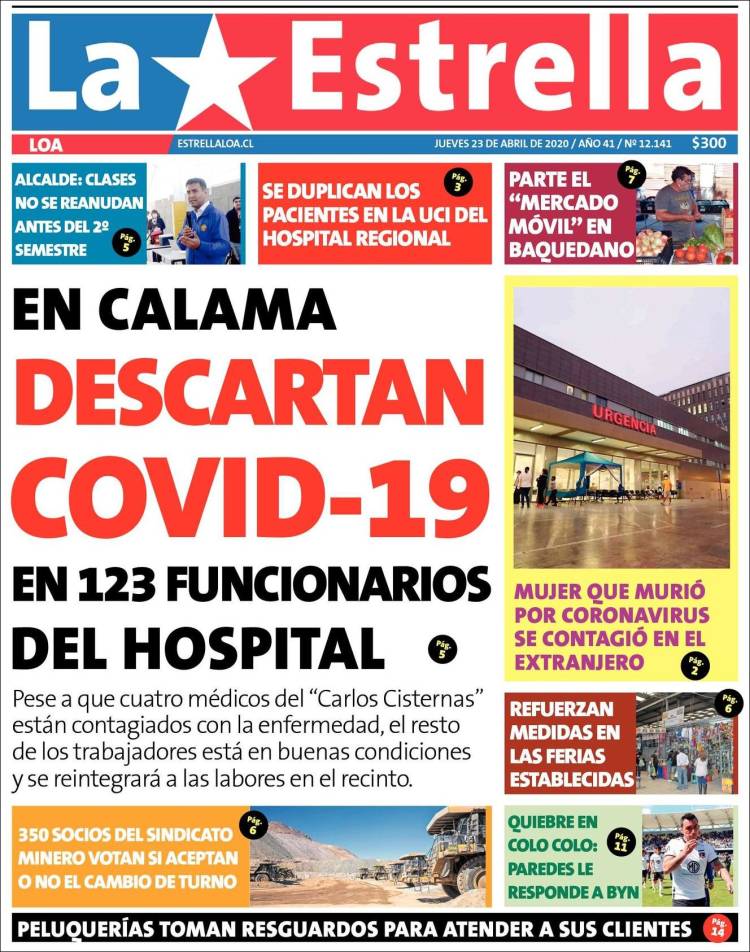 Portada de La Estrella de Loa (Chile)