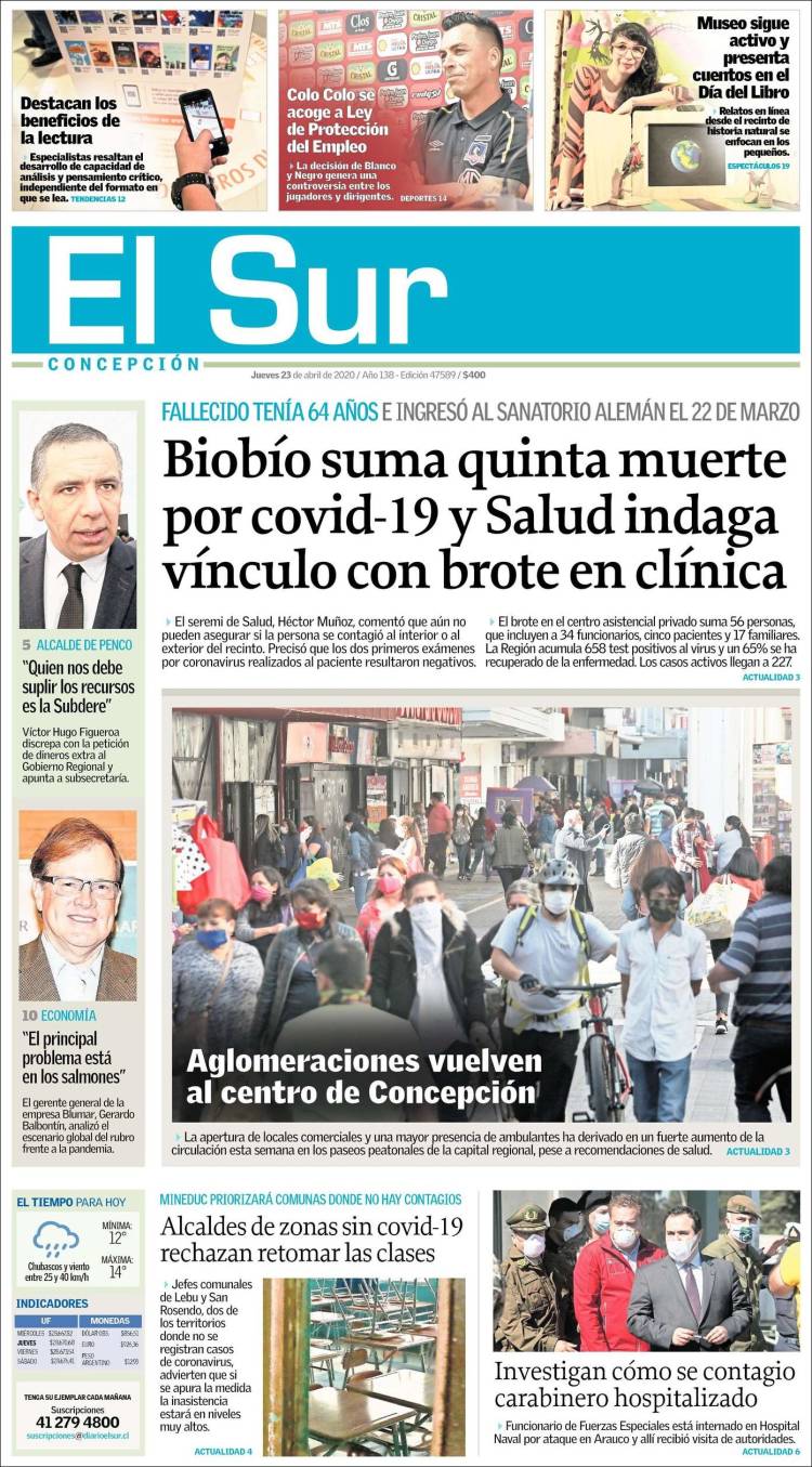 Portada de El Sur (Chile)