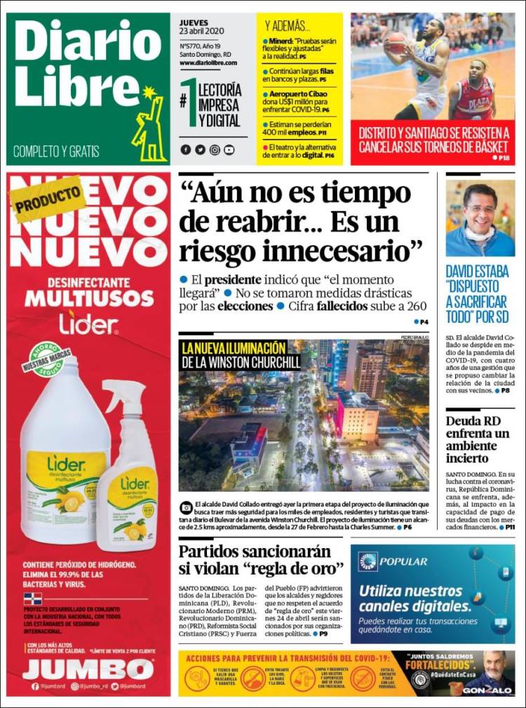 Portada de Diario Libre (R. Dominicana)