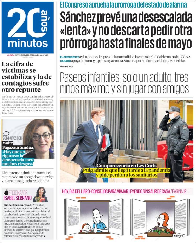 Portada de 20 Minutos - Valencia (Espa&ntilde;a)