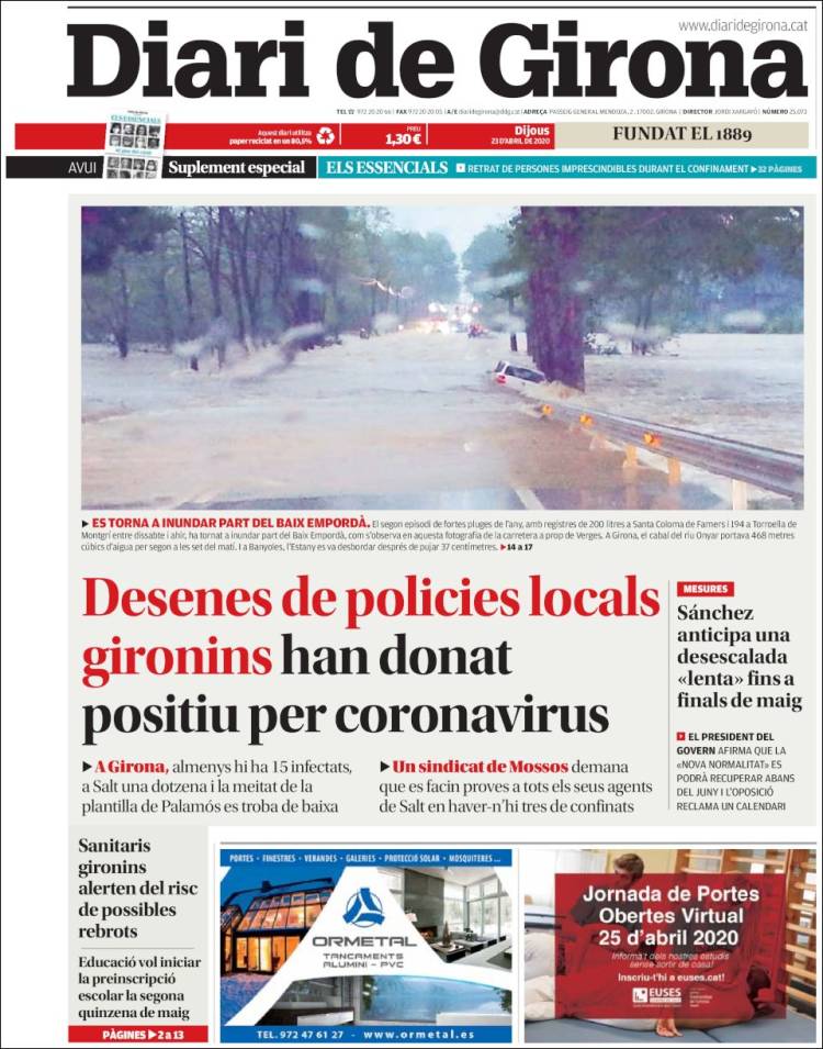 Portada de Diari de Girona (Espa&ntilde;a)