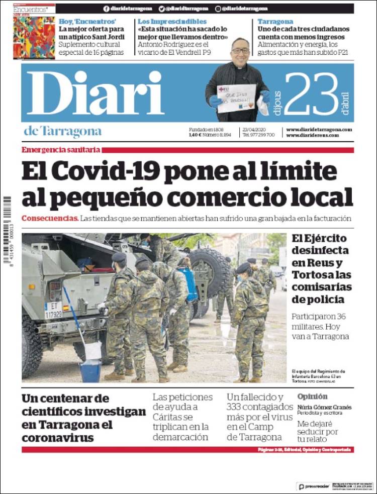 Portada de Diari de Tarragona (Espa&ntilde;a)