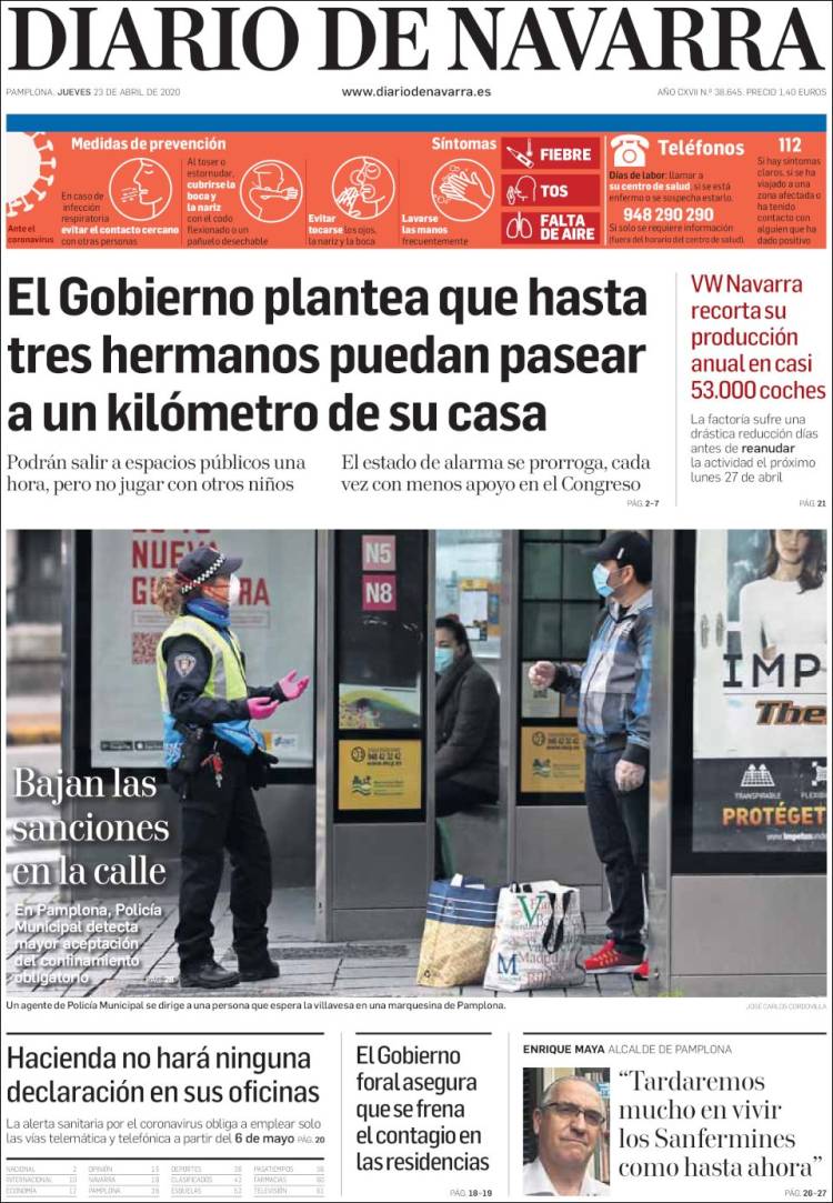 Portada de Diario de Navarra (Espa&ntilde;a)