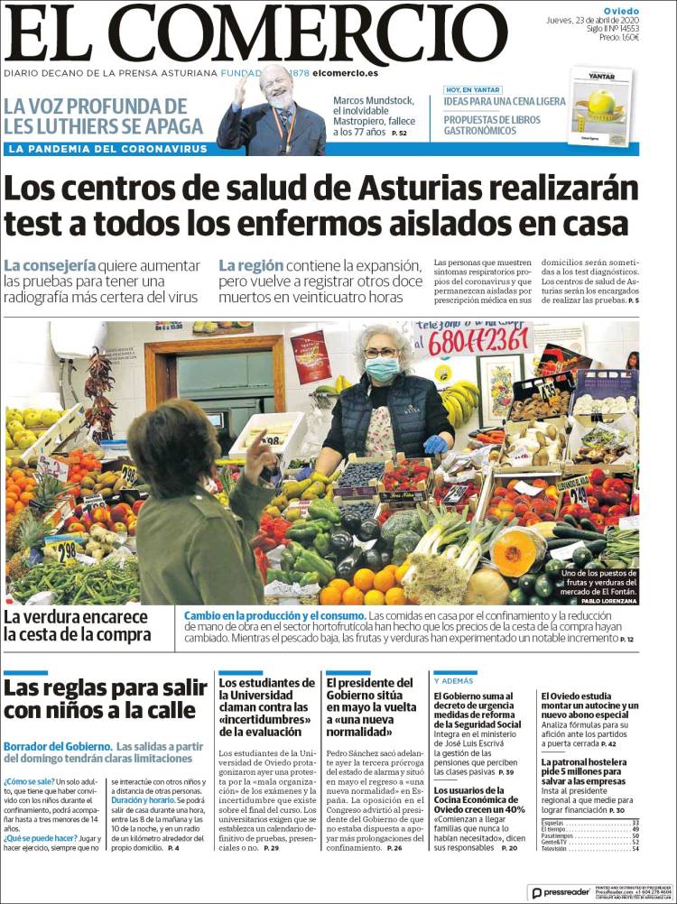 Portada de El Comercio (Espa&ntilde;a)