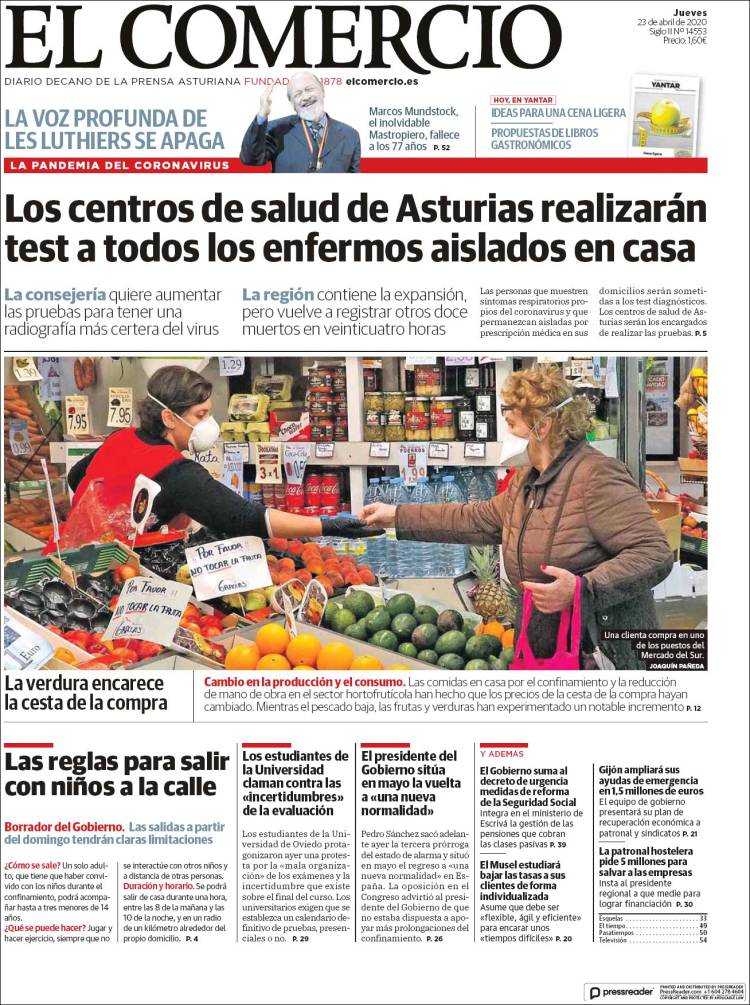 Portada de El Comercio - Gijón (Espa&ntilde;a)