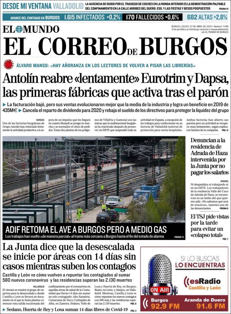 Portada de El Correo de Burgos (Espa&ntilde;a)