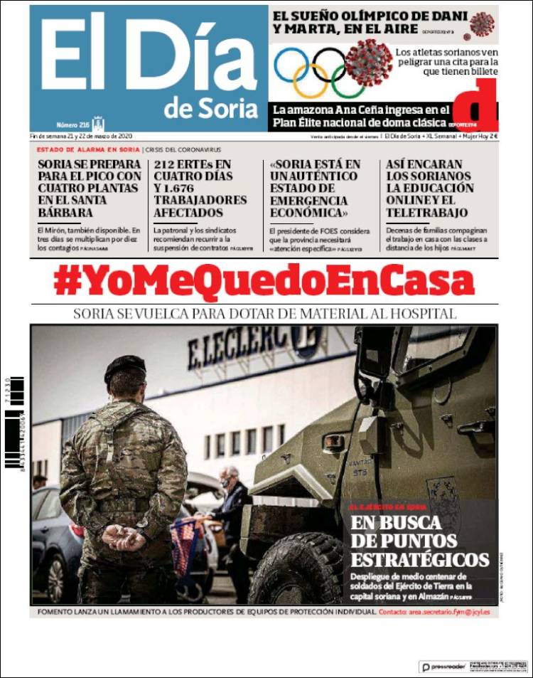 Portada de El Día de Soria (Espa&ntilde;a)