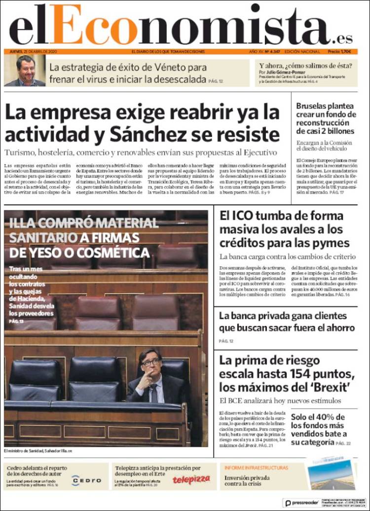Portada de El Economista (Espa&ntilde;a)