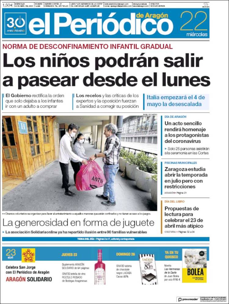 Portada de El Periódico de Aragón (Espa&ntilde;a)