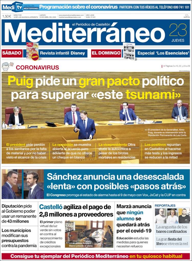 Portada de El Periódico Mediterraneo (Espa&ntilde;a)