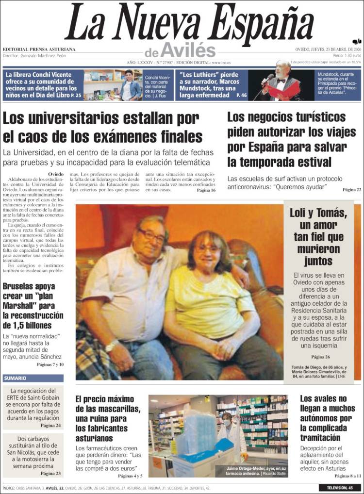 Portada de La Nueva España - Avilés (Espa&ntilde;a)