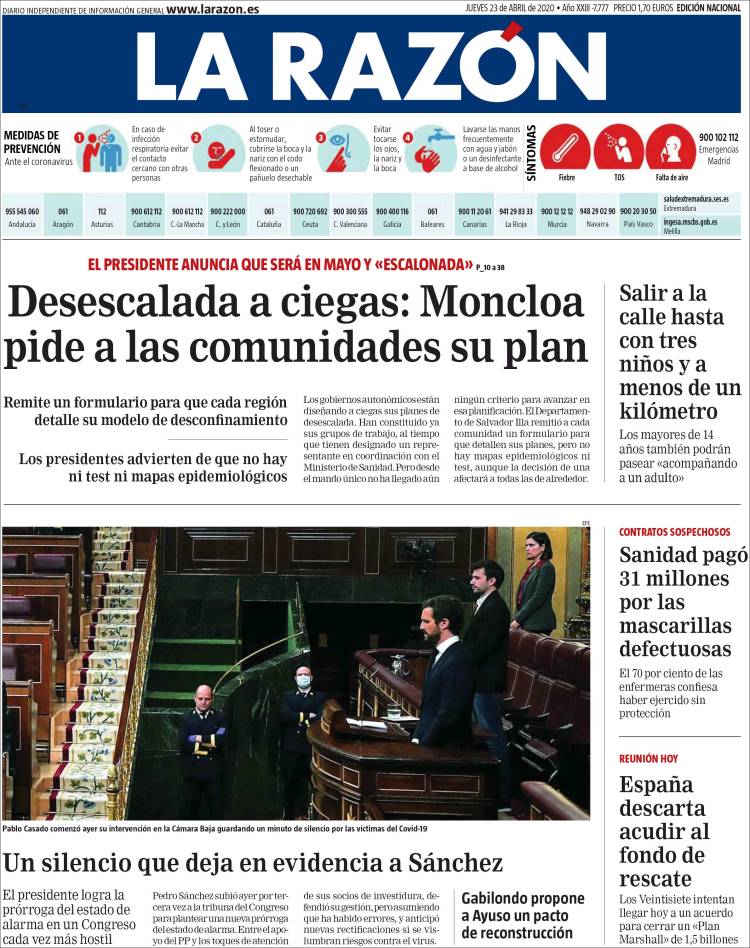 Portada de La Razón (Espa&ntilde;a)