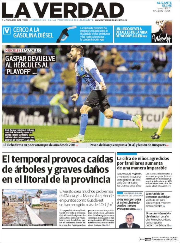 Portada de La Verdad de Alicante (Espa&ntilde;a)