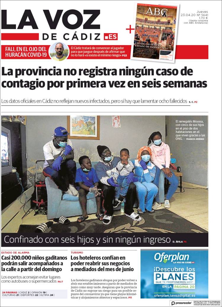 Portada de La Voz de Cádiz (Espa&ntilde;a)