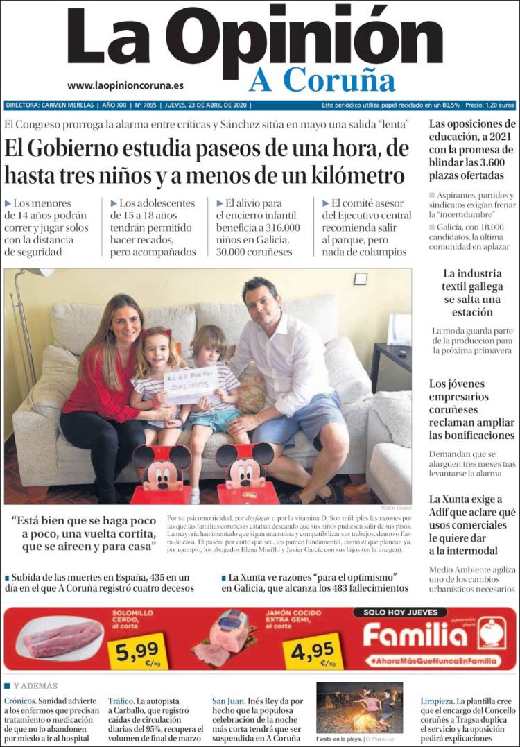 Portada de La Opinión de A Coruña (Espa&ntilde;a)