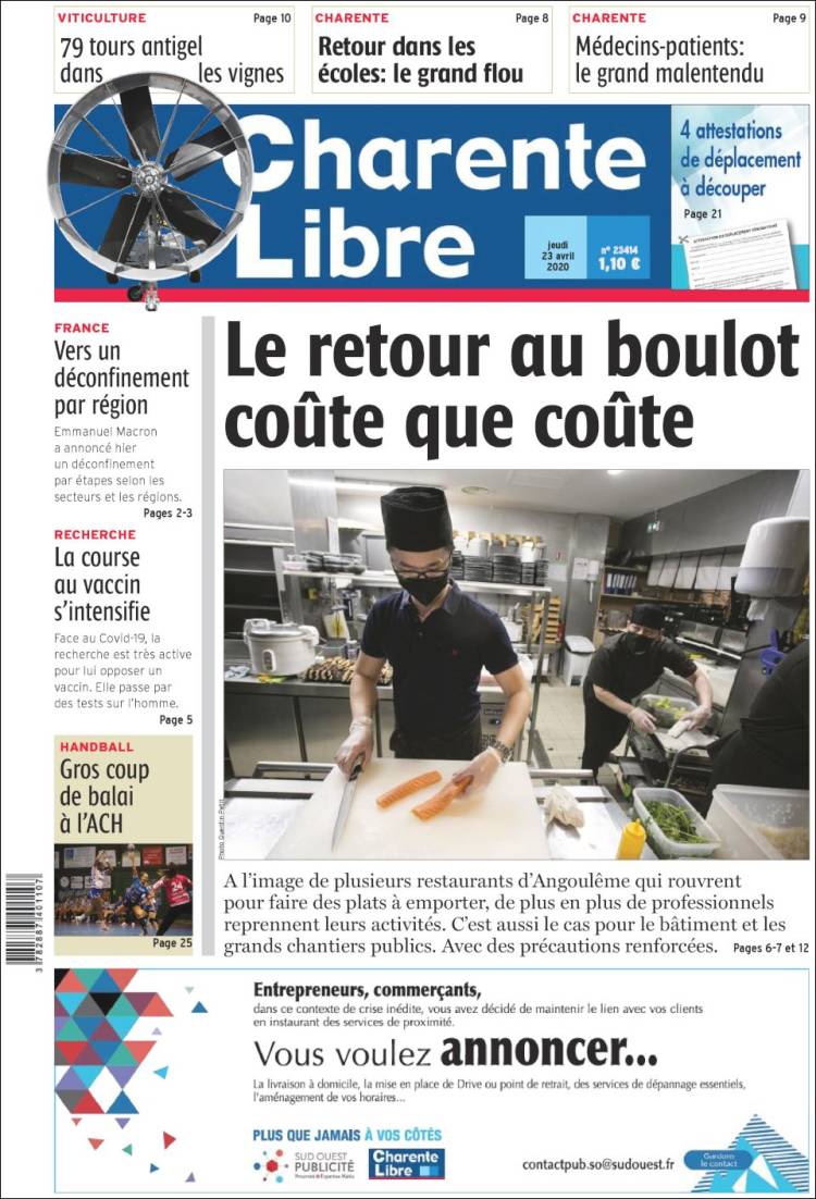 Portada de Charente Libre (Francia)
