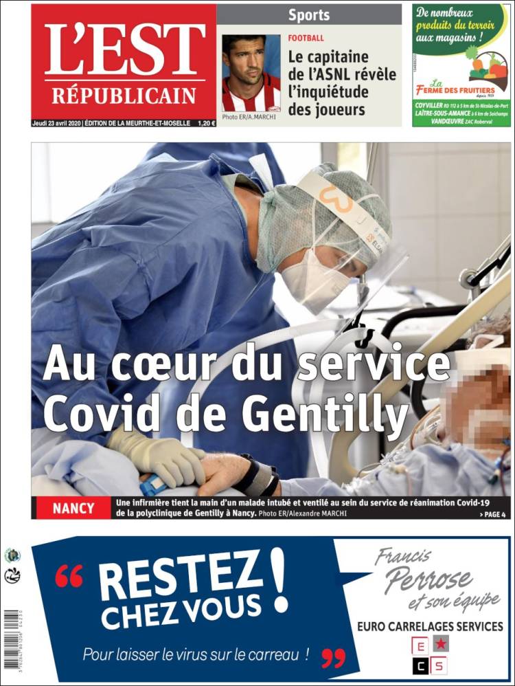 Portada de L'Est Republicain (Francia)