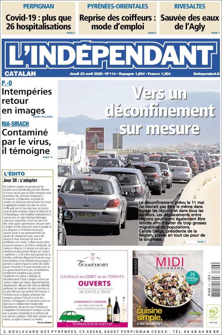 Portada de Le Indépendant (Francia)