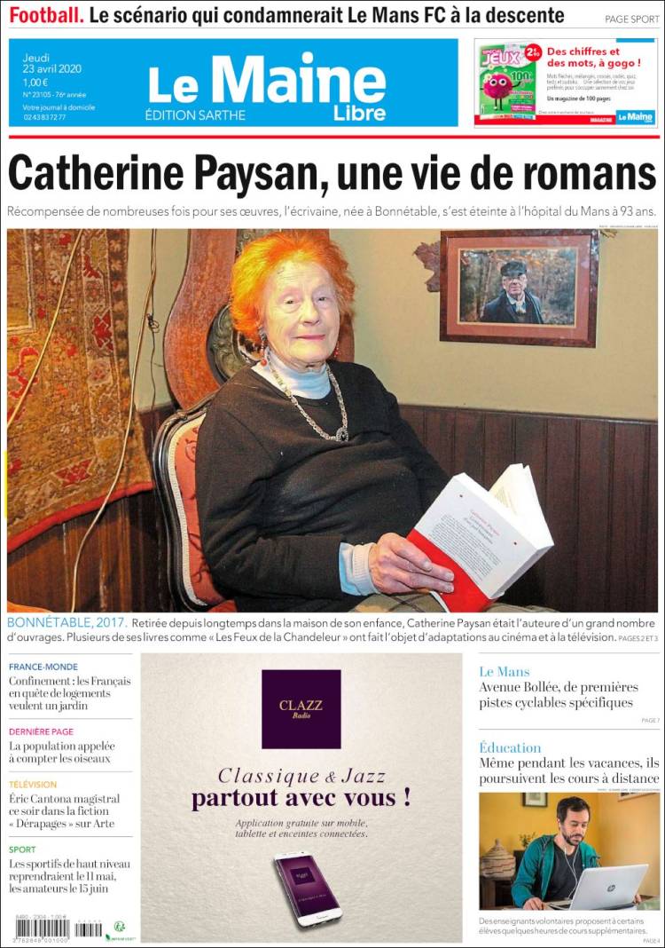 Portada de Le Maine Libre (Francia)