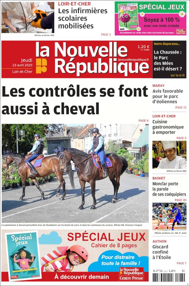 Portada de La Nouvelle Republique (Francia)