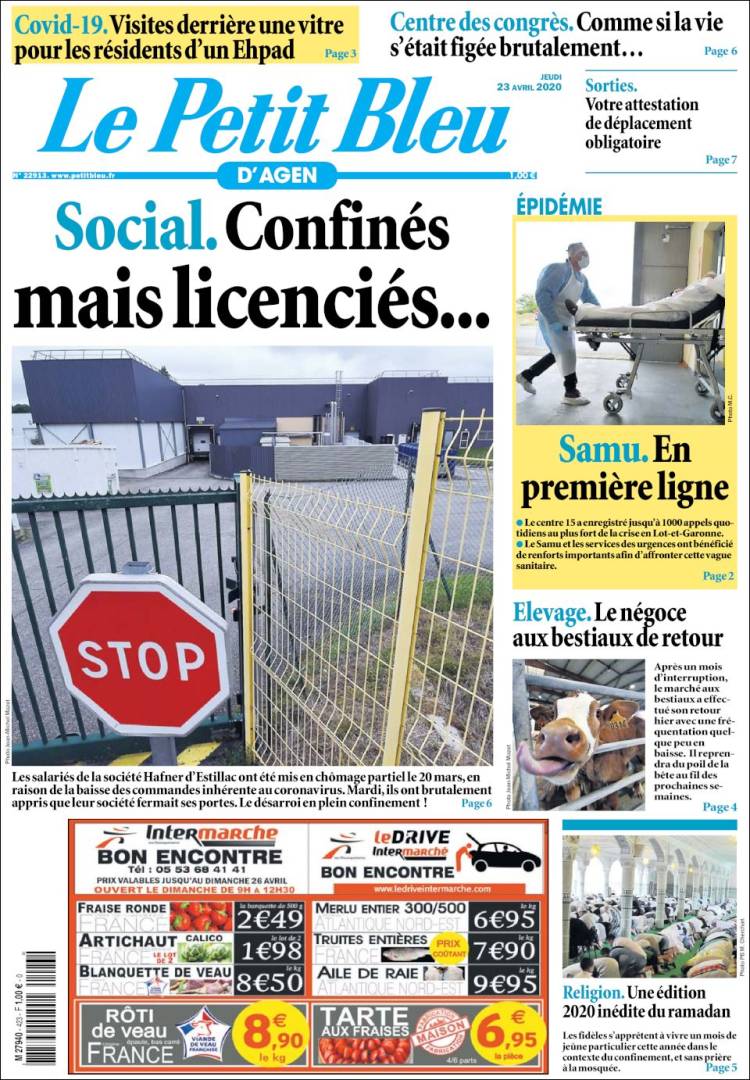 Portada de Le Petit Bleu (Francia)