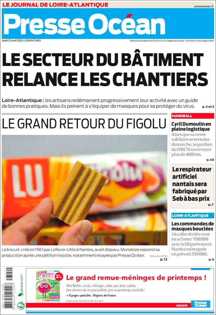 Portada de Presse Ocean (Francia)