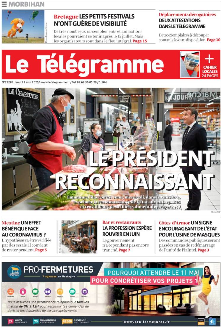 Portada de Télégramme (Francia)