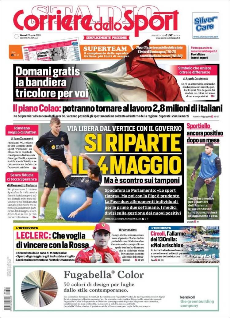 Portada de Corriere dello Sport (Italia)