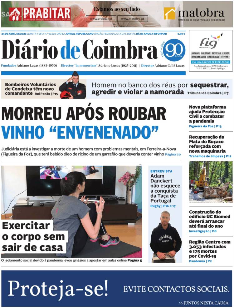 Portada de Diário de Coimbra (Portugal)