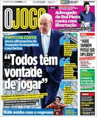 Portada de O Jogo (Portugal)