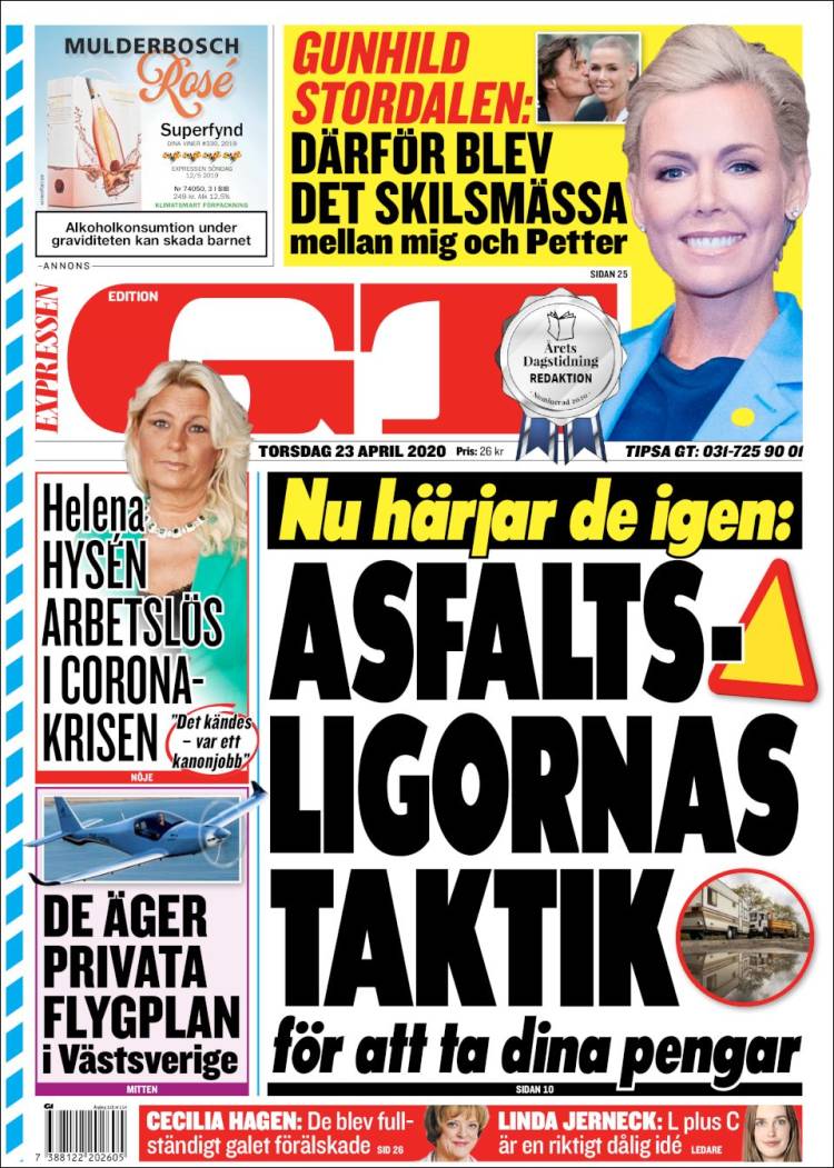 Portada de Göteborgstidningen (Suecia)