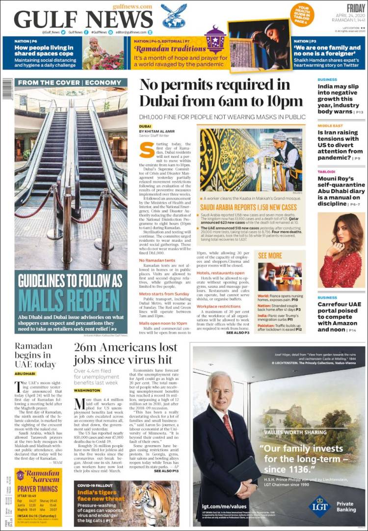 Portada de Gulf News (Asia-Pacífico)