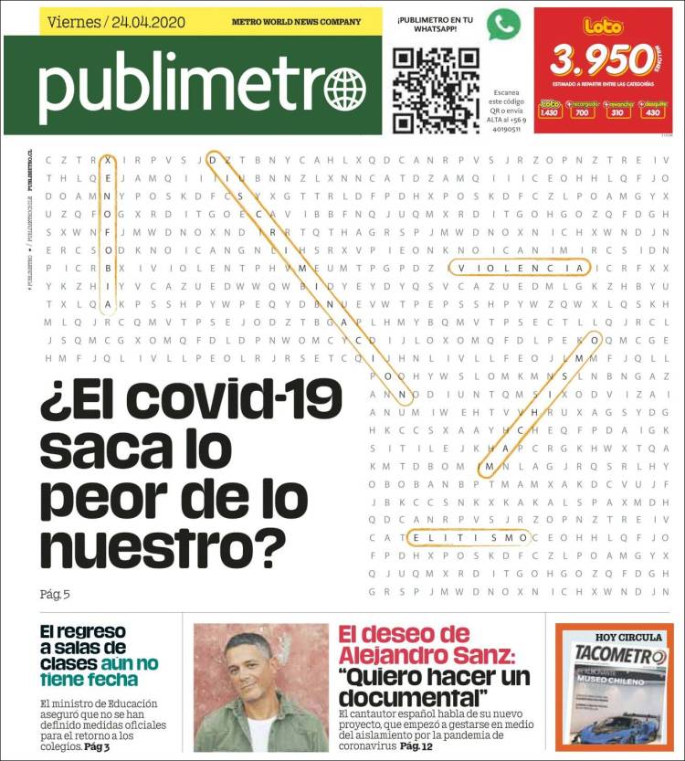 Portada de Publimetro (Chile)