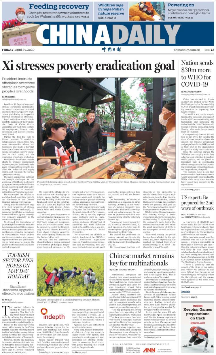 Portada de China Daily (China)