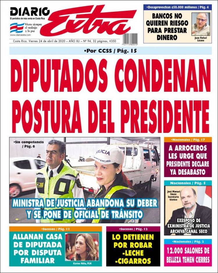 Portada de Diario Extra (Costa Rica)