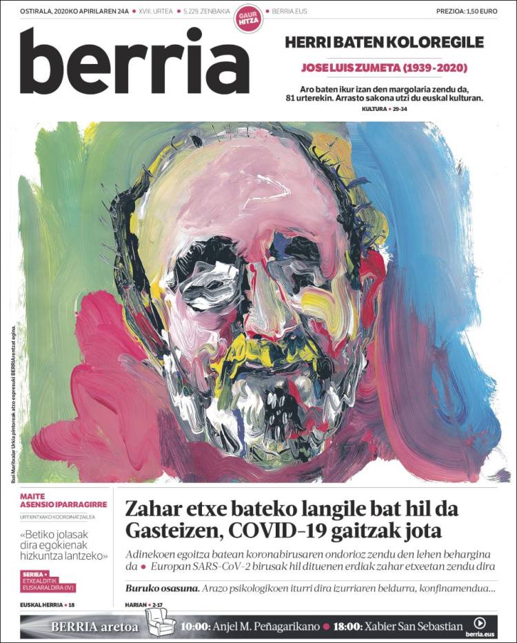 Portada de Berria (España)