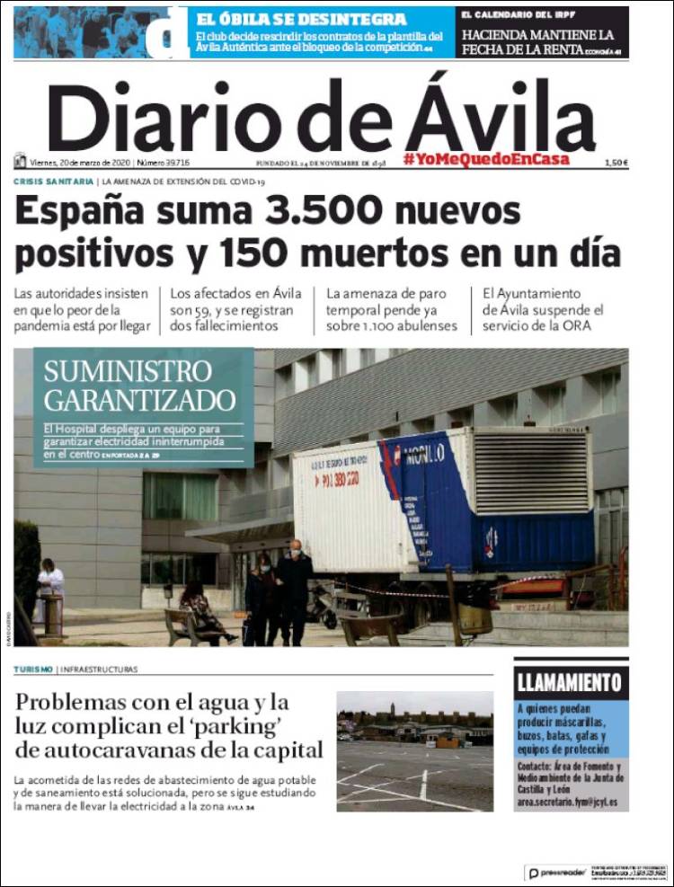 Portada de Diario de Ávila (España)