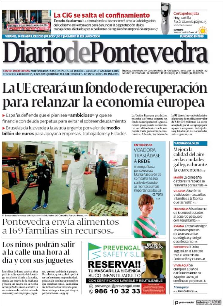 Portada de Diario de Pontevedra (España)