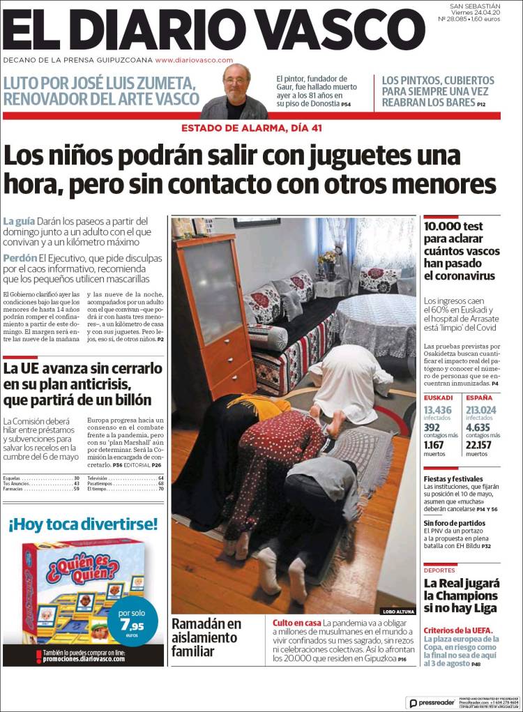 Portada de Diario Vasco (España)