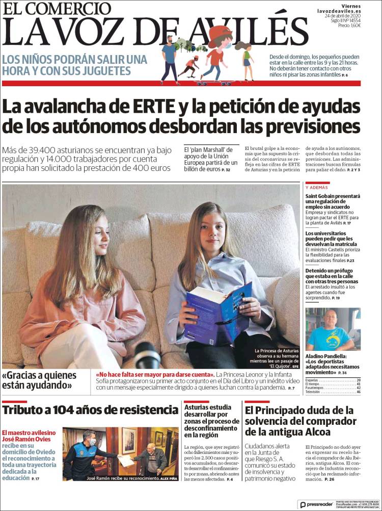 Portada de El Comercio - Avilés (España)