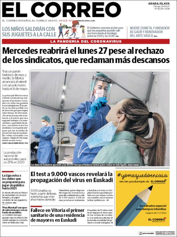 Portada de El Correo - Álava (España)