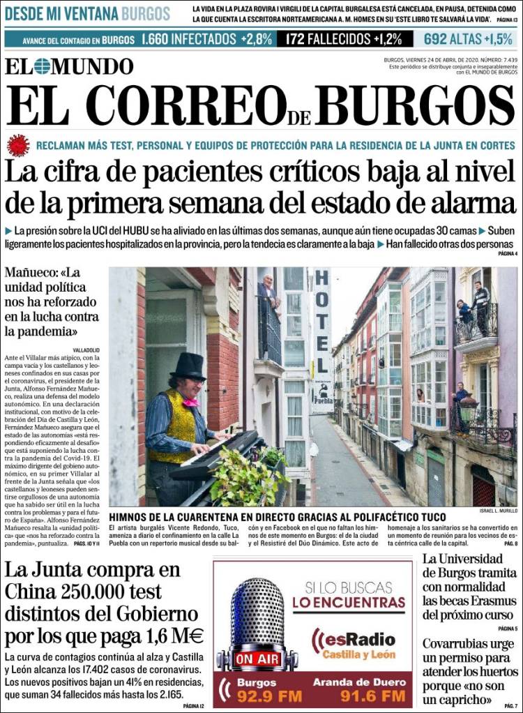 Portada de El Correo de Burgos (España)