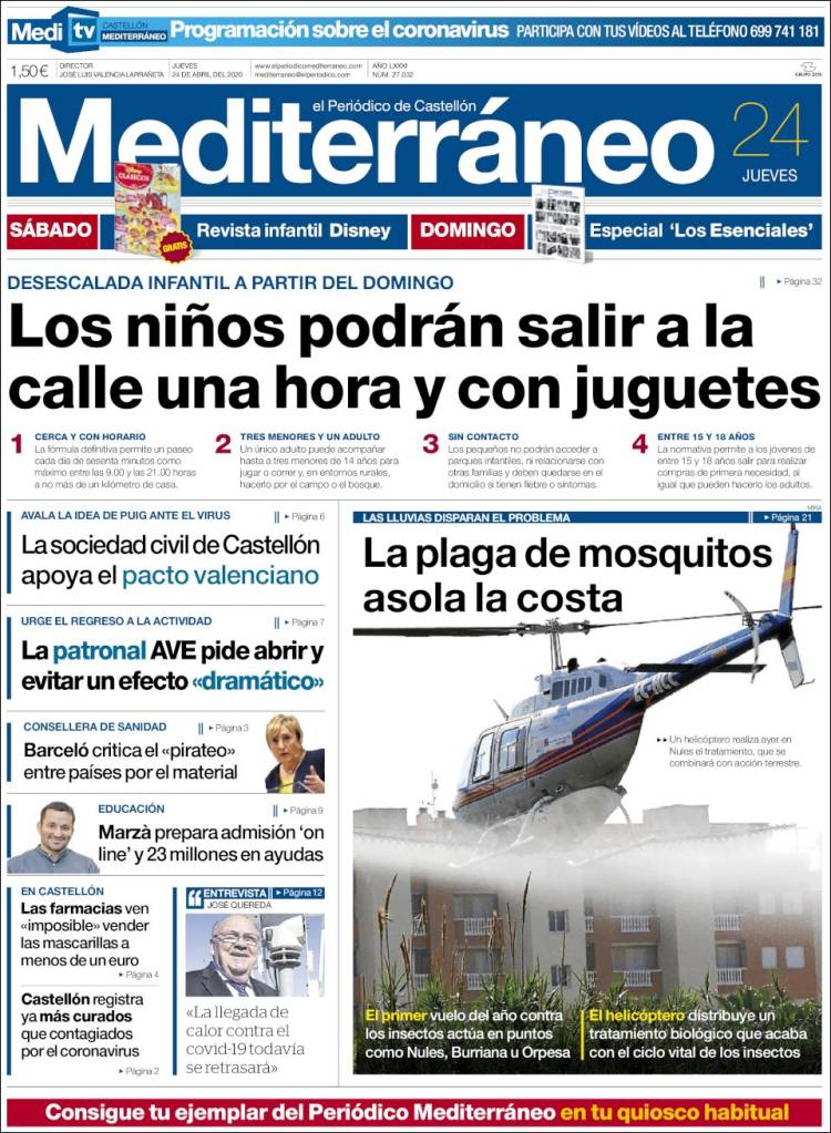 Portada de El Periódico Mediterraneo (España)