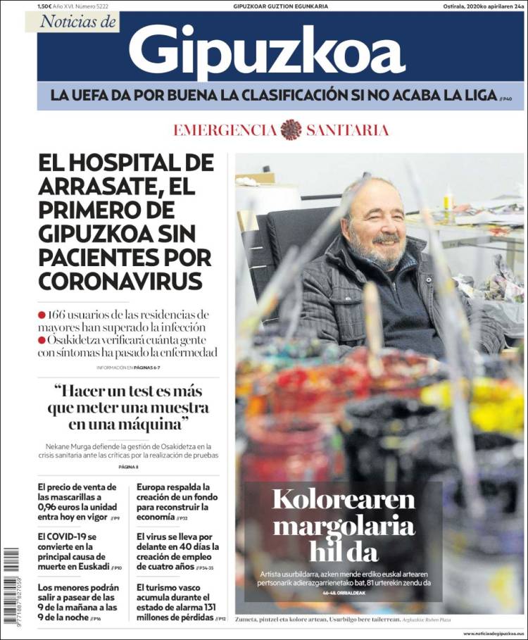 Portada de Noticias de Gipuzkoa (España)