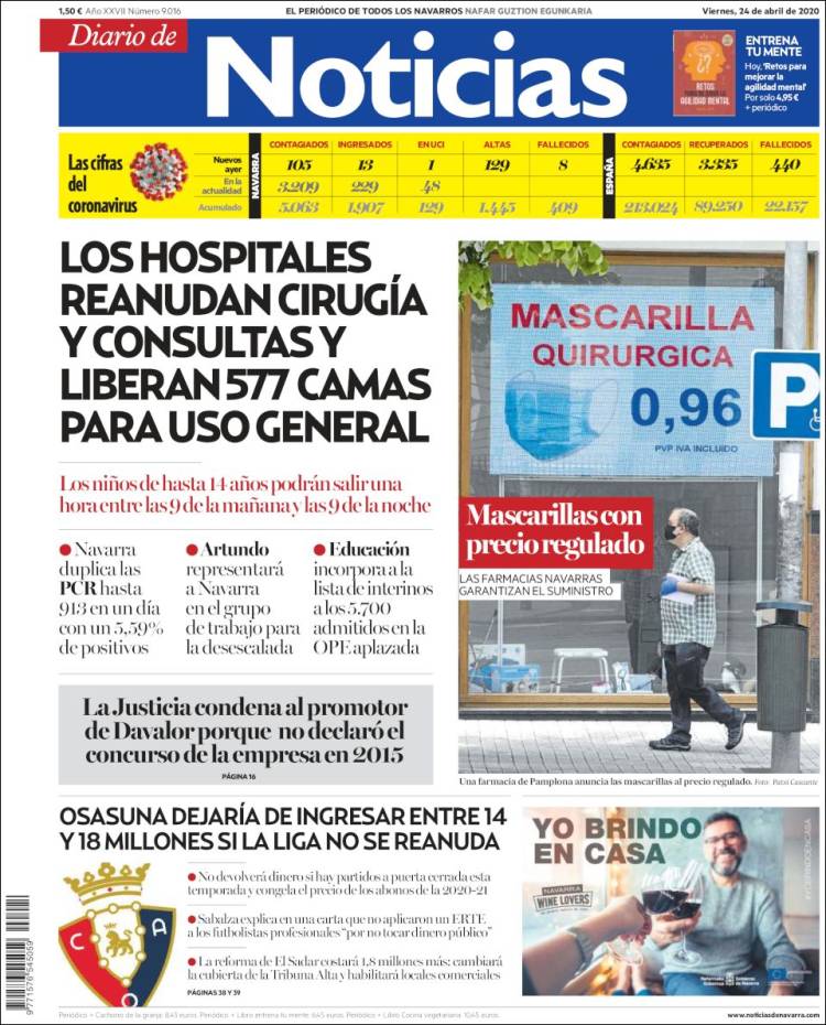 Portada de Noticias de Navarra (España)