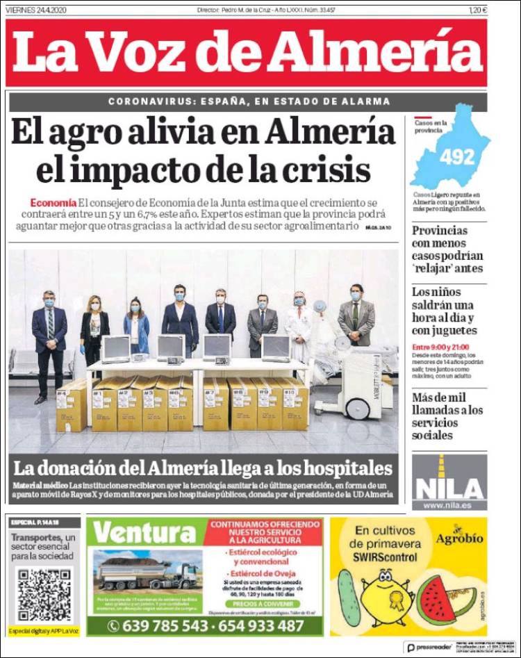 Portada de La Voz de Almería (España)