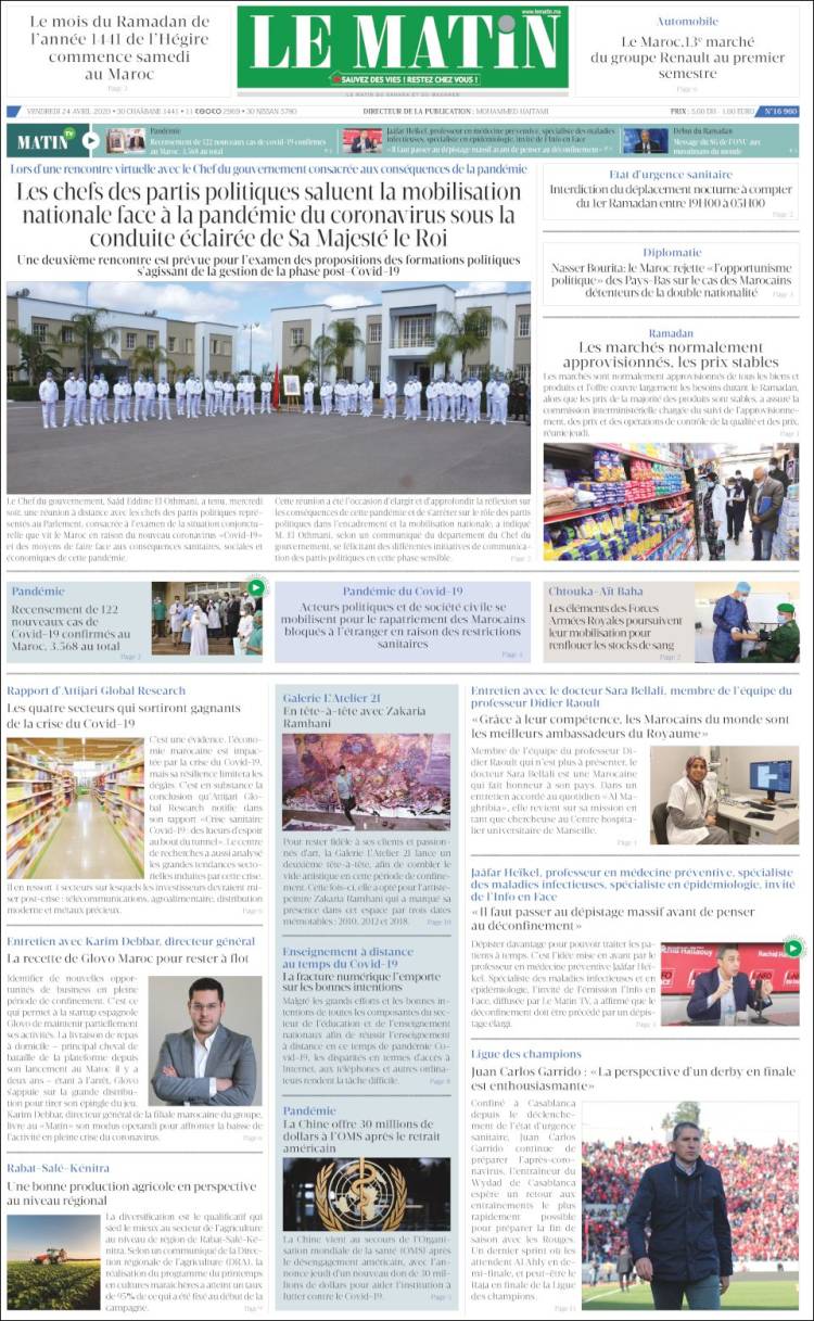 Portada de Le Matin (Marruecos)
