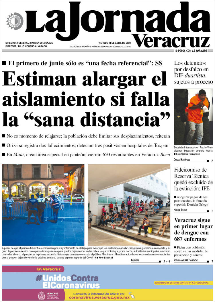 Portada de La Jornada Veracruz (México)