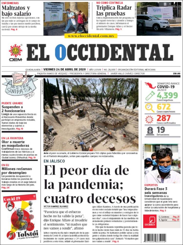 Portada de El Occidental (México)