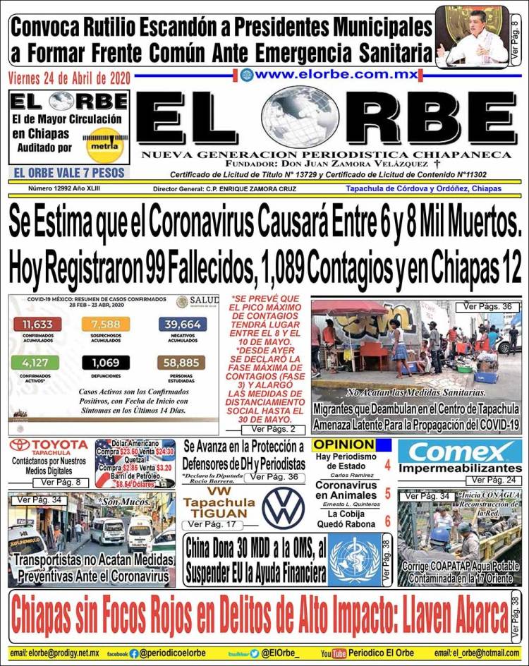 Portada de El Orbe (México)